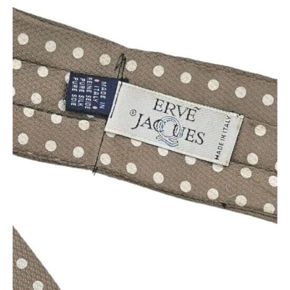 ERVÉ JACQUES Beige Polka Dot Silk ASCOT CRAVAT ITALY 52"/ 6.1" EC - Picture 2 of 2